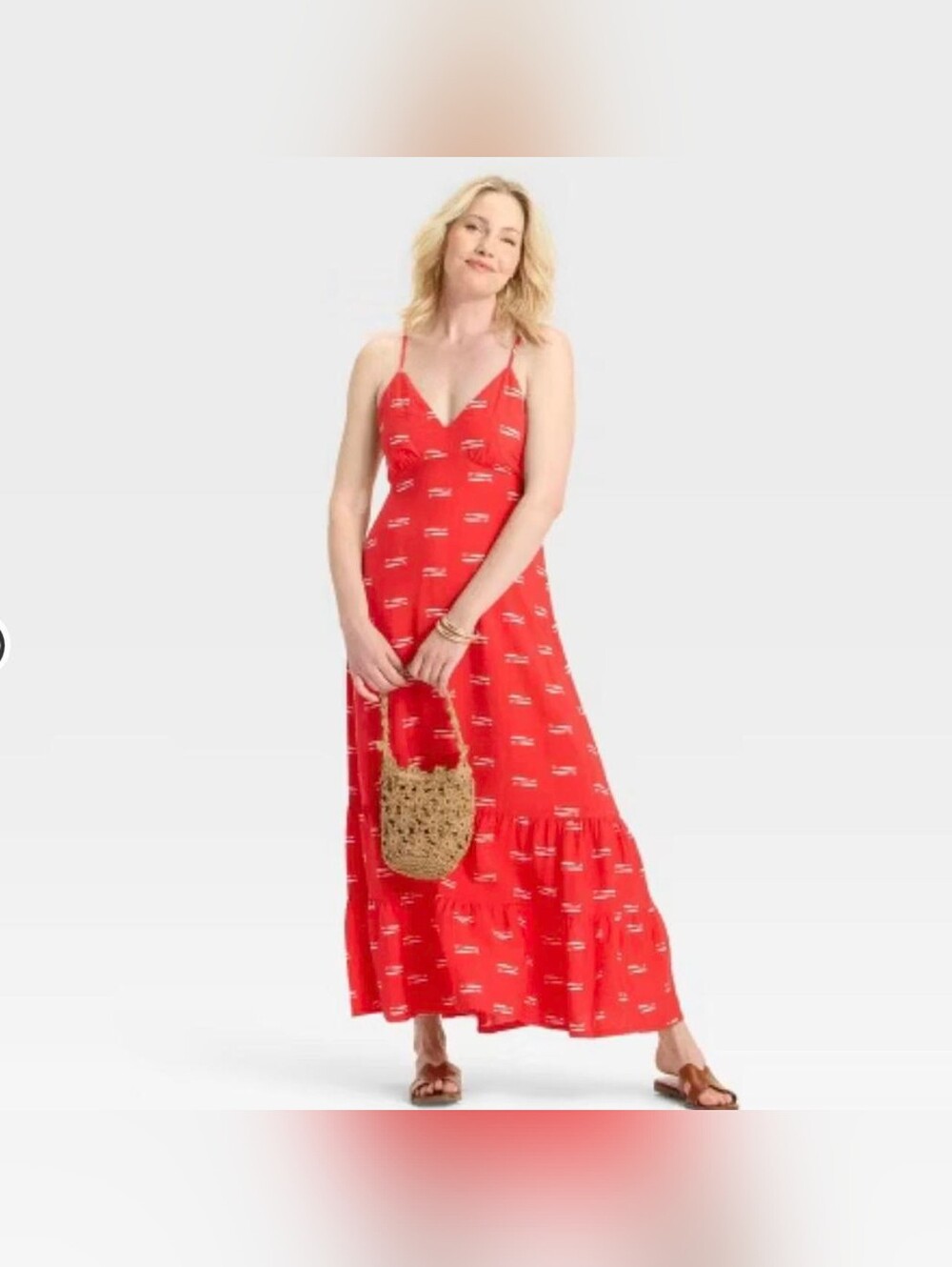 a new day Red Printed V-Neck Maxi Dress
